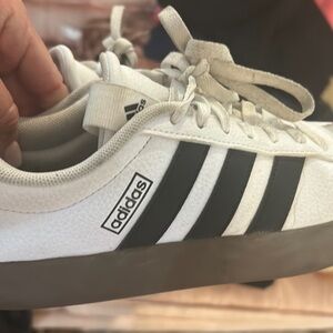 Adidas White and navy tennis shoes 8